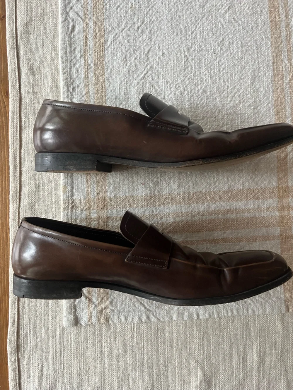 Prada Dark Brown Leather Penny Loafers